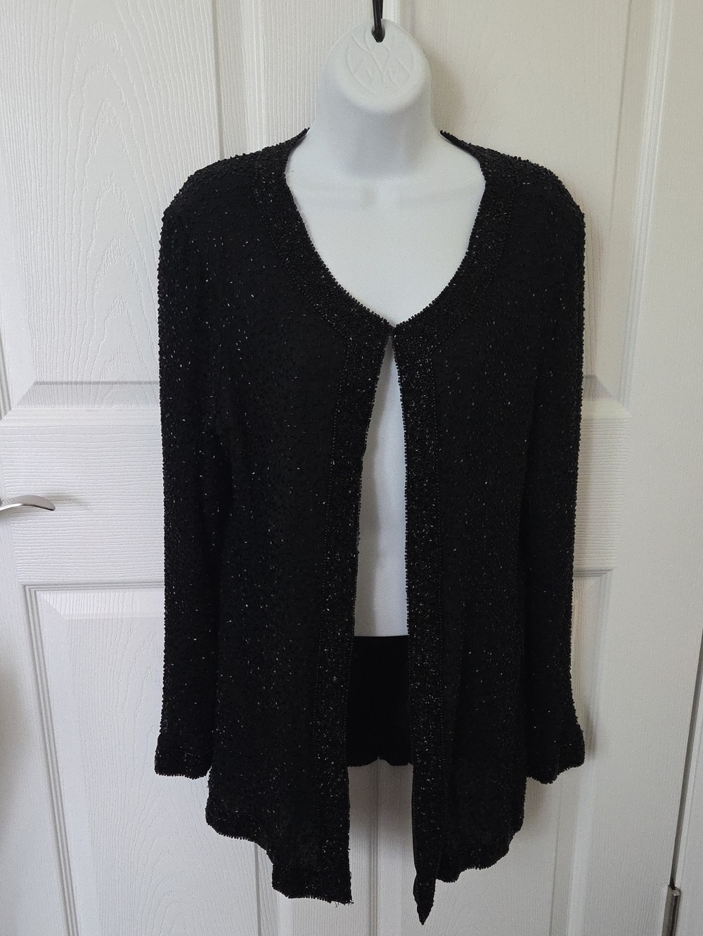 Stenay Black Silk Beaded Crystal Cardigan Jacket XL
